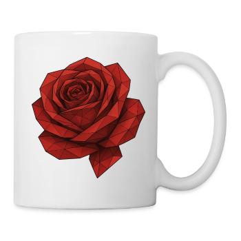 Geometrische Rote Rose - Tasse - Weiß - Rechts