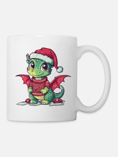 Drache Weihnachten Xmas - Tasse - Weiß
