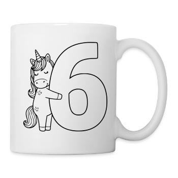 Licorne avec illustration de dessin animé numéro 6 - Mug blanc - blanc - Droite