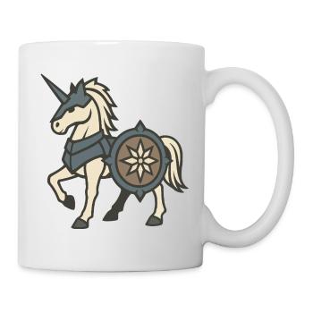 Gepanzerter Ritter-Einhorn mit Schild und Wappen - Tasse - Weiß - Rechts
