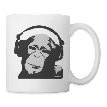 DJ Monkey Kopfhörer – Musik Streetwear Grau - Tasse - Weiß - Rechts