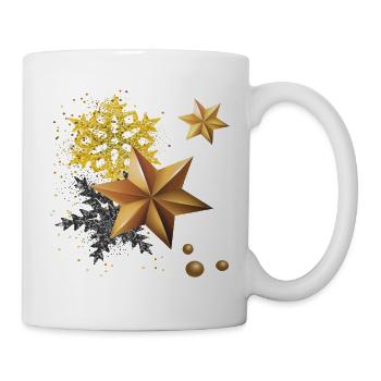 Goldene Sterne zu Weihnachten - Tasse - Weiß - Rechts
