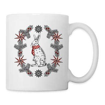 Un lapin d’hiver dans un cadre festif - Mug blanc - blanc - Droite