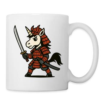 Samurai-Einhornkrieger mit roter Rüstung und Klinge - Tasse - Weiß - Rechts