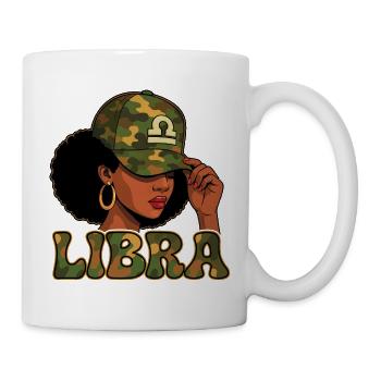 Libra Queen – Camo Afro Girl Harmony Vibes - Mug - white - Right