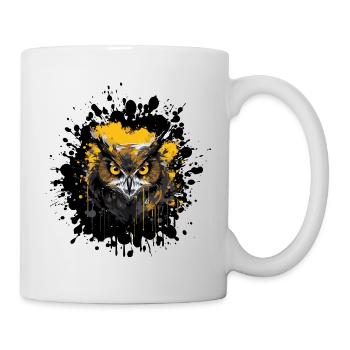 Eule Nachteule Splatter - Tasse - Weiß - Rechts