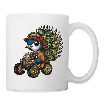 Éleveur de tracteurs à oiseaux paon - Mug blanc - blanc - Droite