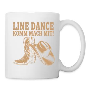 Line Dance Komm mach mit! Cowboyhut Westernstiefel - Tasse - Weiß - Rechts