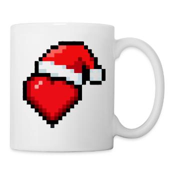 chapeau de Noël en forme de cœur pixel art, style gamer 8-bit - Mug blanc - blanc - Droite