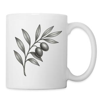 Croquis monochrome branche d’olivier - Mug blanc - blanc - Droite