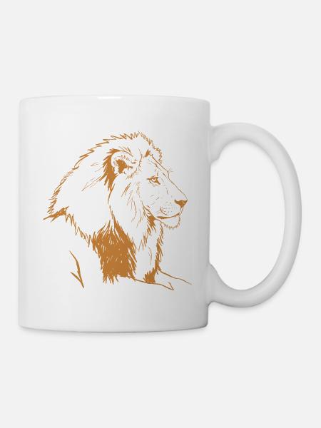 Bronzener Löwe Linienillustration - Tasse - Weiß
