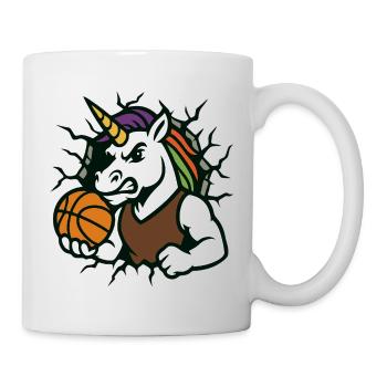 Unicorn Basketball Mascot Breaking Through - Mug - white - Right