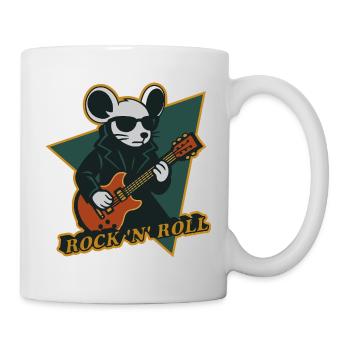 Maus mit Gitarre Cooles Cartoon - Tasse - Weiß - Rechts