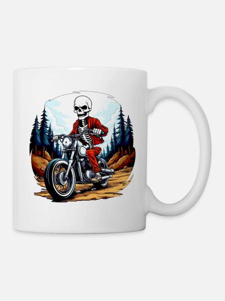 Skelett Motorradfahrer - Tasse - Weiß