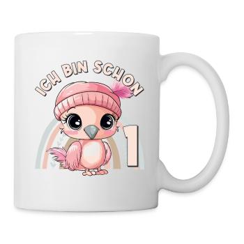 1er anniversaire Flamant rose arc-en-ciel mignon mignon - Mug blanc - blanc - Droite