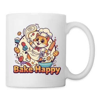 Katzenchef Bake Happy - Tasse - Weiß - Rechts