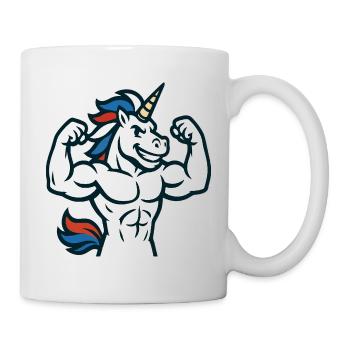 Muscle Unicorn Gym Maskottchen Power Flex Design - Tasse - Weiß - Rechts