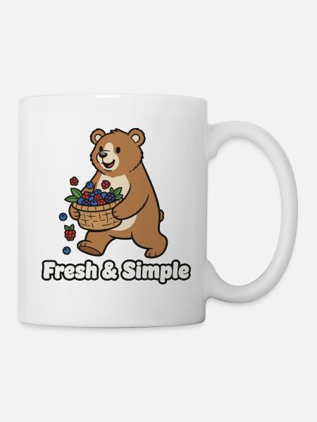 Beerenkorb-Bärchen Illustration - Tasse - Weiß