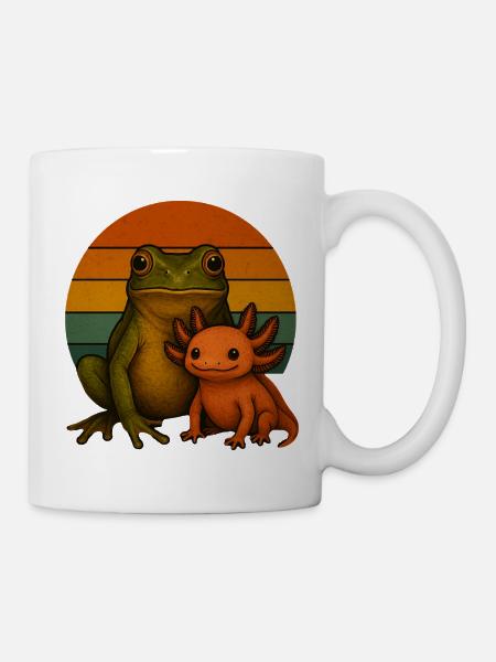 Frosch und Axolotl - Tasse - Weiß