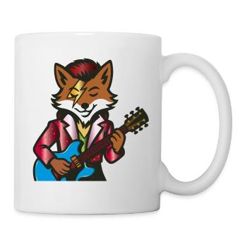 Rocking Fox with Electric Guitar – Music Illustration - Mug - white - Right
