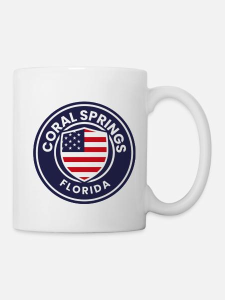 Coral Springs Florida Flaggenschild - Tasse - Weiß