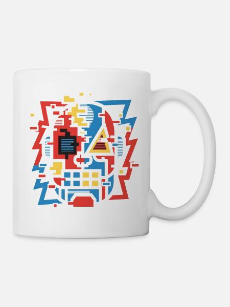 Abstraktes Glitch Gesicht - Tasse - Weiß