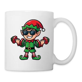 Weihnachtself-Gewichtheber-Fitnessstudio für Männe - Tasse - Weiß - Rechts