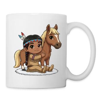 Indian child with horse - Mug - white - Right