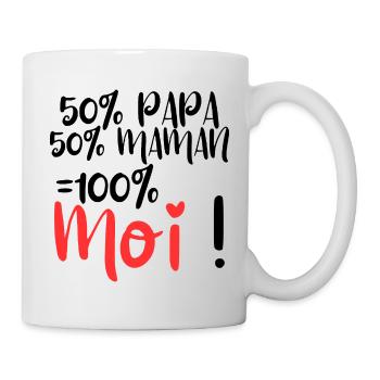 50% Dad, 50% Mom 100% Me - Mug - white - Right
