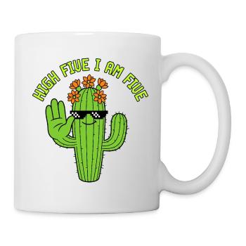 High Five Cactus 5th Birthday - Mug - white - Right
