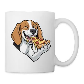Süßer Beagle Hund Cartoon Pizza Liebhaber Italieni - Tasse - Weiß - Rechts