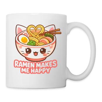 Kawaii Cats Ramen Nouilles Japon Ukiyo-E Rétro - Mug blanc - blanc - Droite