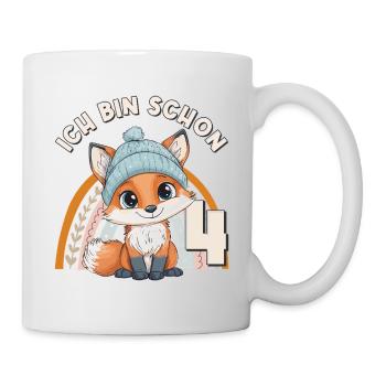 4. Geburtstag Fuchs Regenbogen Süß Niedlich - Tasse - Weiß - Rechts