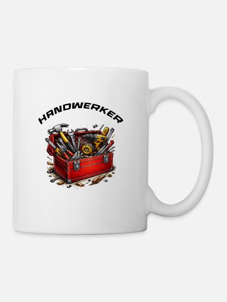 Handerker Werkzeugkiste Cartoon - Tasse - Weiß