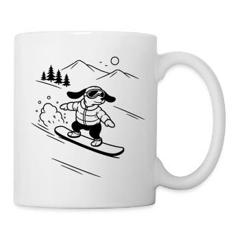 cool hund dackel snowboard wintersport - Tasse - Weiß - Rechts