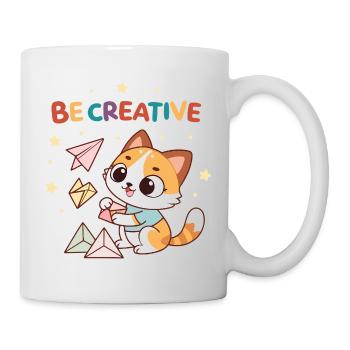 Chaton Créatif et Avions en Papier - Mug blanc - blanc - Droite