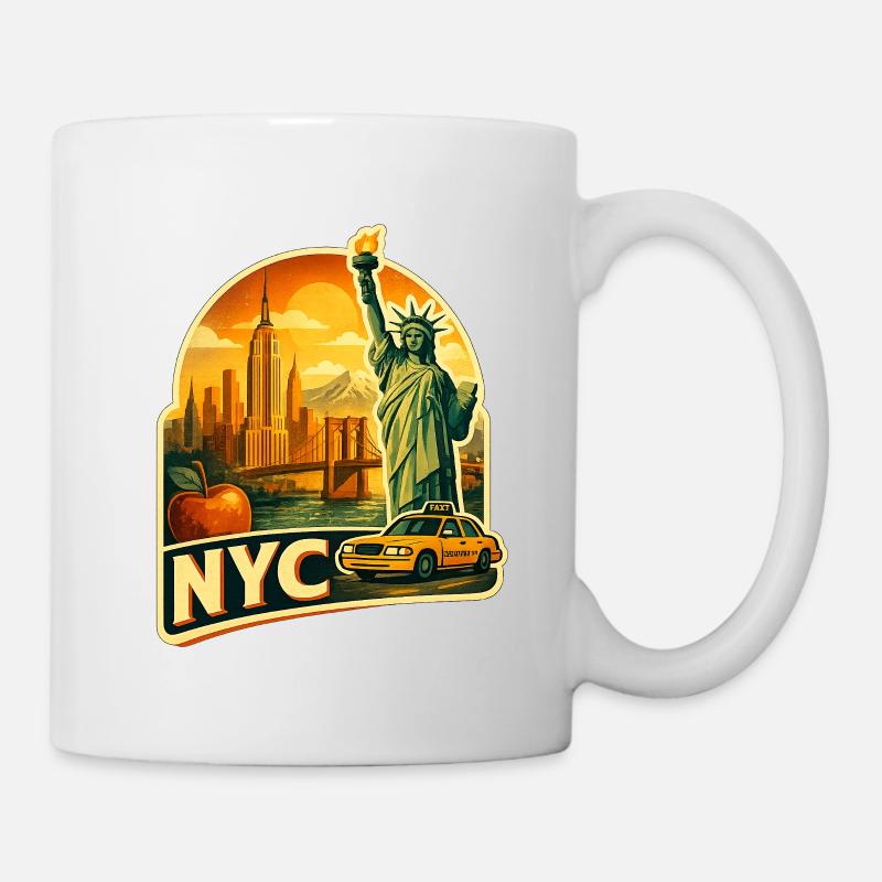 Retro NYC Skyline-Aufkleber - Tasse - Weiß
