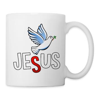 Lettrage de Colombe et JÉSUS - Mug blanc - blanc - Droite