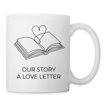 Unsere Geschichte: Ein Liebesbrief – Romantisches Buch Minimalistisch - Tasse - Weiß - Rechts