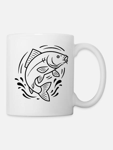Karpfen Springend Fisch Angeln - Tasse - Weiß
