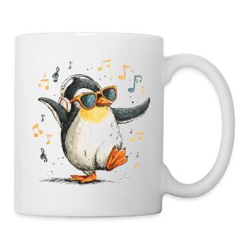 DJ Penguin avec casque - Mug blanc - blanc - Droite