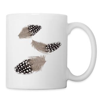 Three Flying Guinea Fowl Feathers Illustration - Mug - white - Right