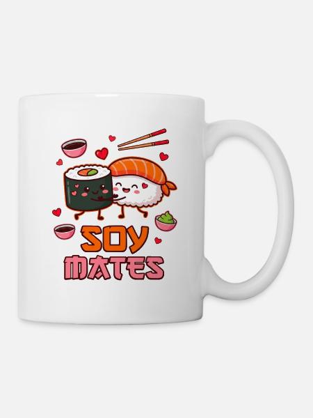 Soy Mates Valentine - Funny Sushi Humor - Mug - white