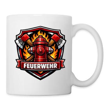Logo des pompiers avec bouche d’incendie et flammes - Mug blanc - blanc - Droite