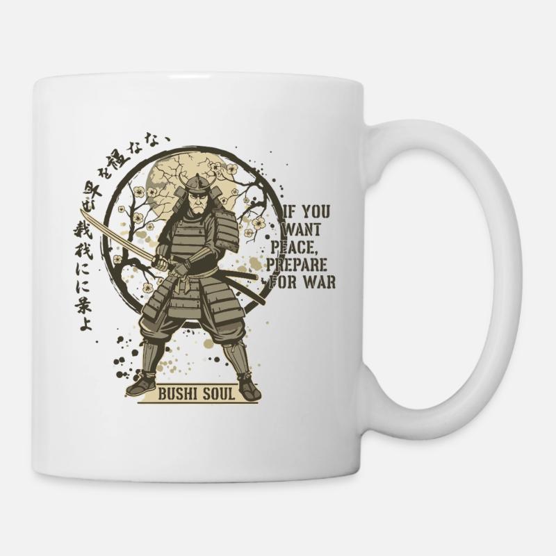 Bushi Seele Samurai in Blüten - Tasse - Weiß