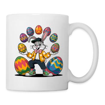 Easter bunny with colorful eggs - Mug - white - Right