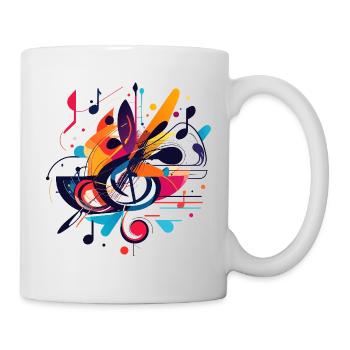 Notenschlüssel Noten Musik Zeichen Farbwirbel - Tasse - Weiß - Rechts