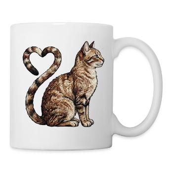 Cat love in embroidered look (printed) - Mug - white - Right