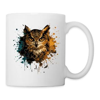 Eule Aquarell – Color Splash Tierkunst - Tasse - Weiß - Rechts