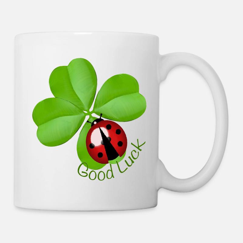 Bonne chance Trèfle avec Ladybug | Art du porte-bonheur - Mug blanc - blanc